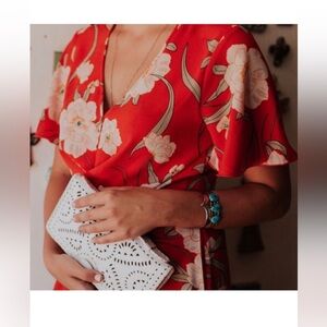 Show Me Your Mumu Button Tie Blouse in Floral Print- Size Large